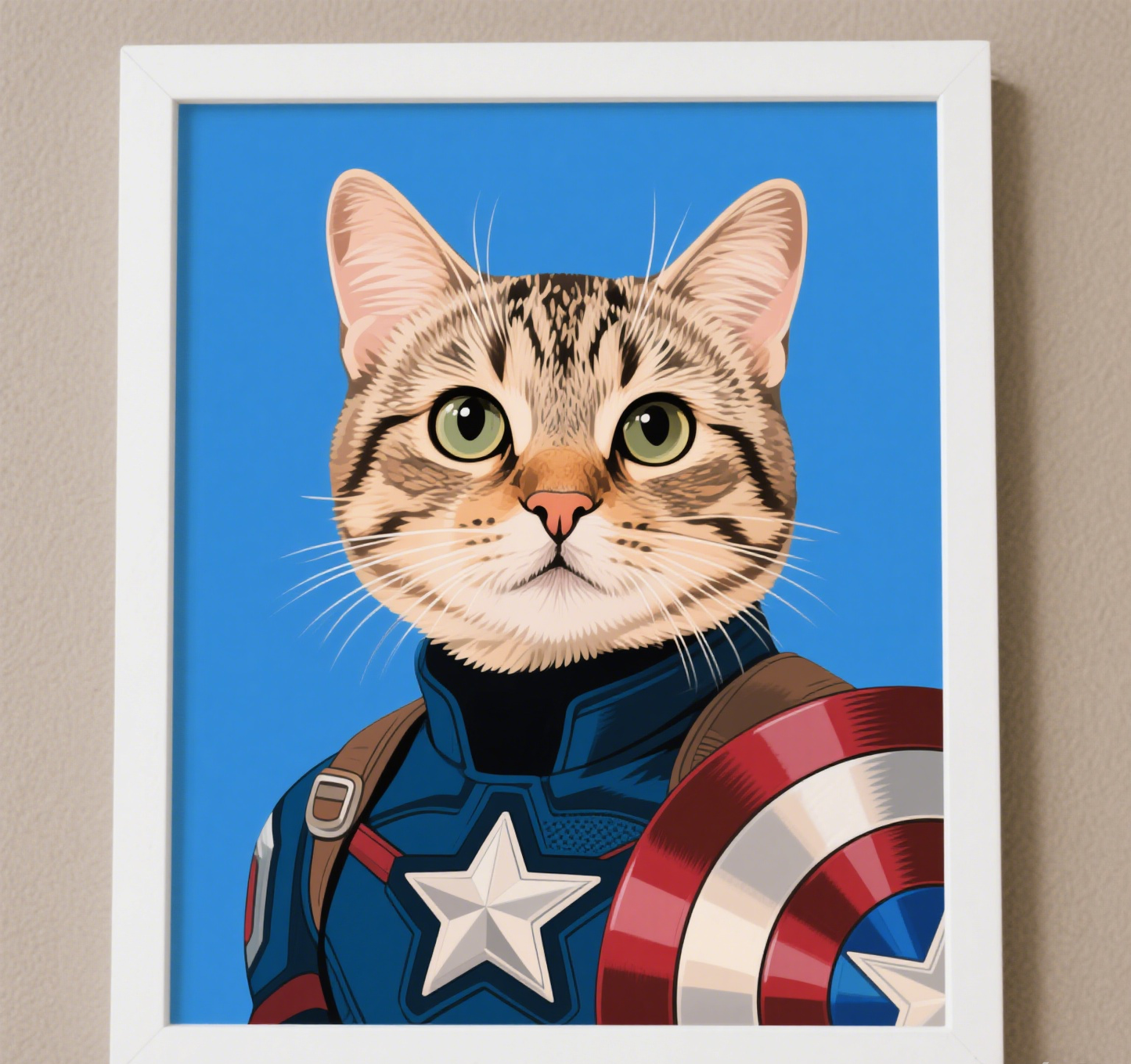 Custom Pet Photo- Personalized Pet Portrait - Captain America