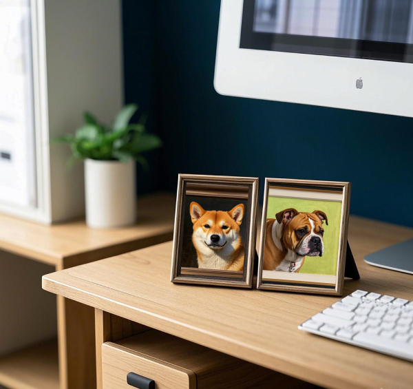 Custom Pet Photo and Portrait- Small Frame- Place on desk