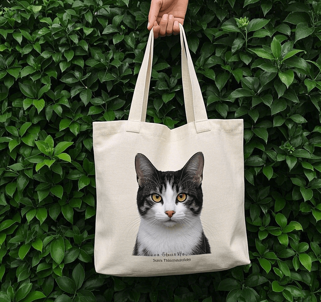 Customized canvas tote bag with Pet Photo