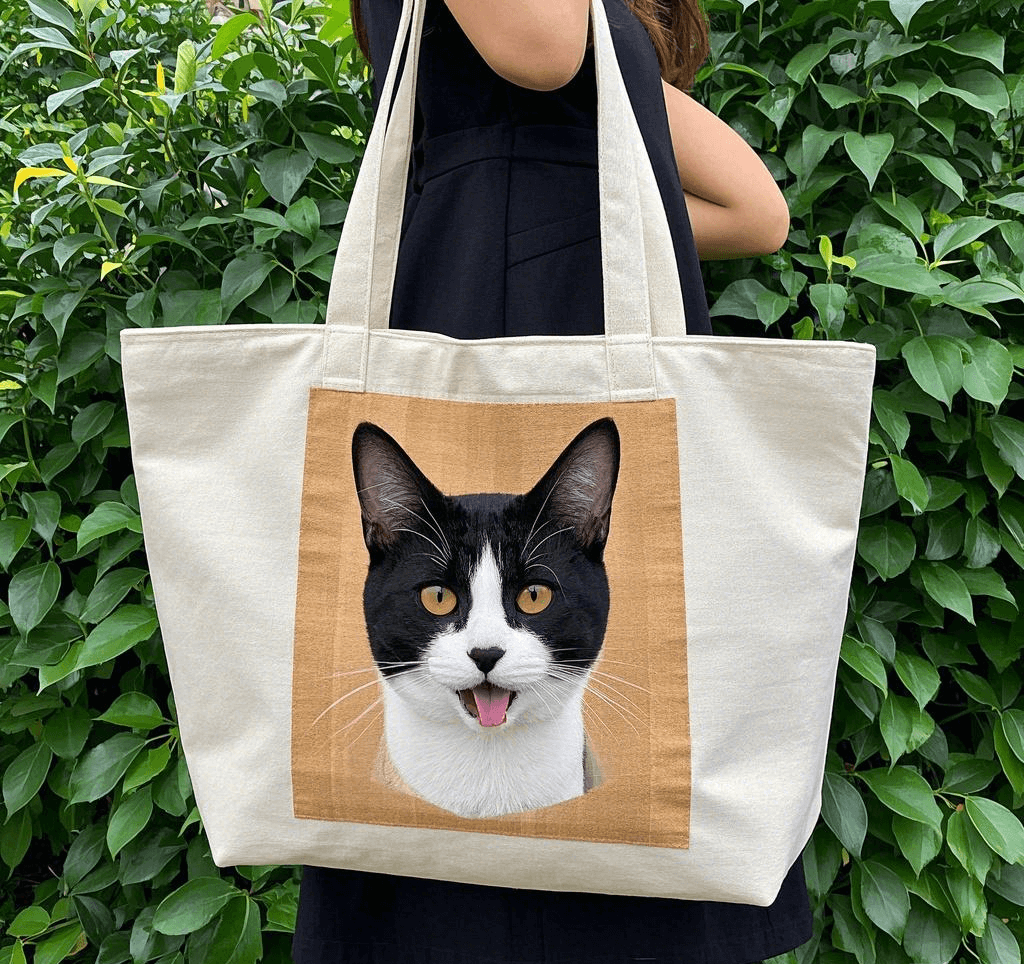 Customized canvas tote bag with Pet Photo
