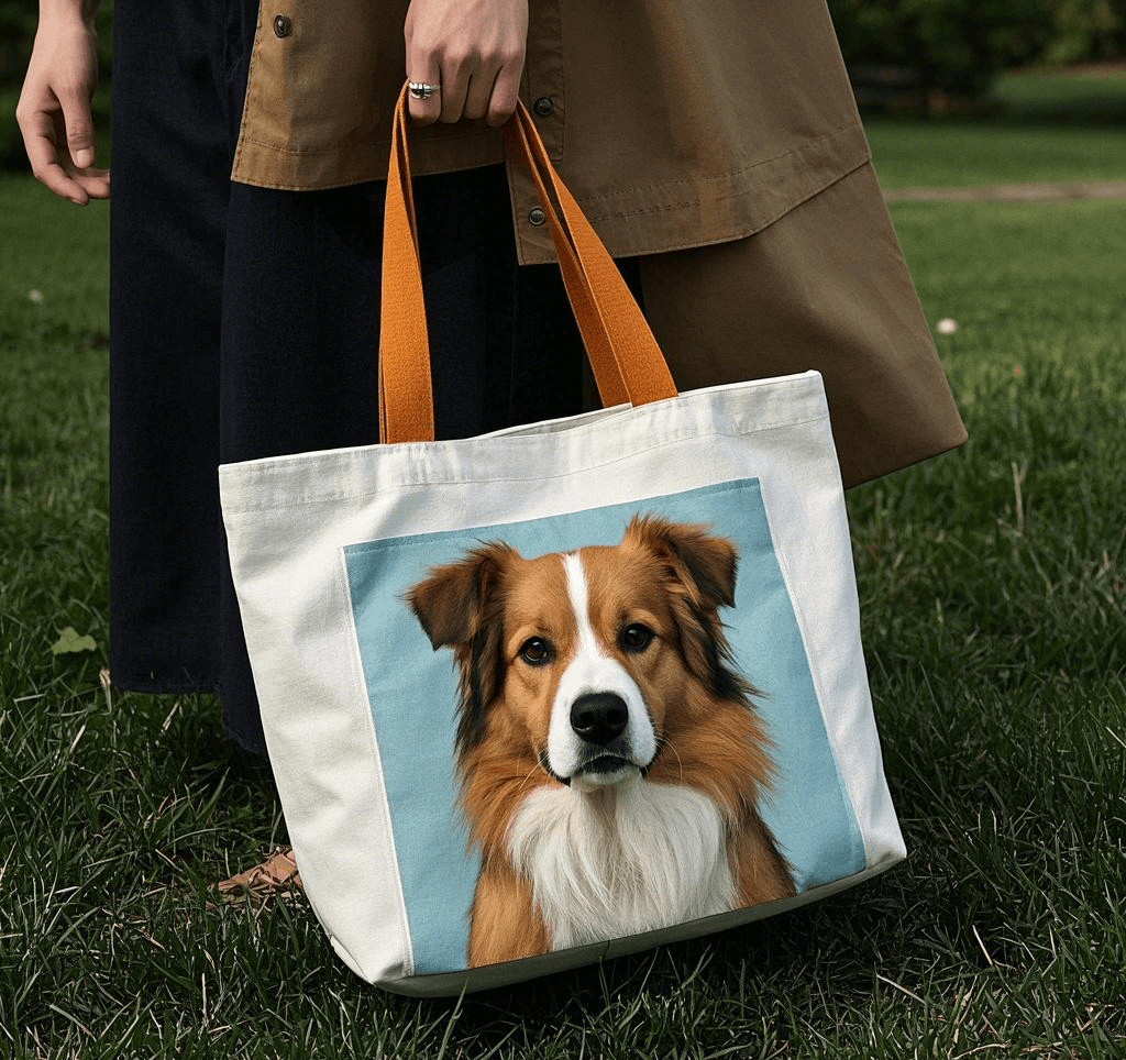 Customized canvas tote bag with Pet Photo