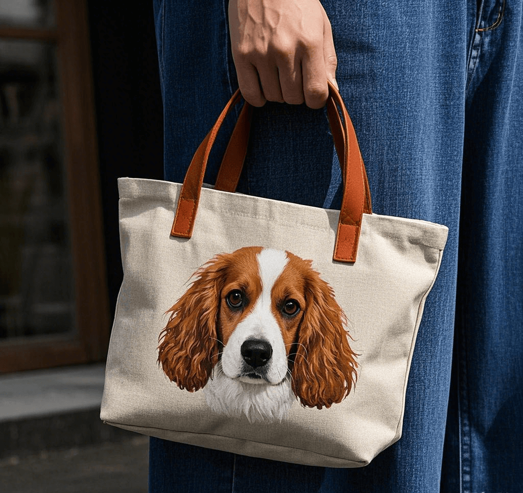 Customized canvas tote bag with Pet Photo