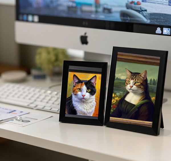 Custom Pet Photo and Portrait- Small Frame- Place on desk
