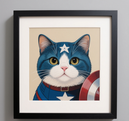 Custom Pet Photo- Personalized Pet Portrait - Captain America