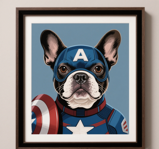 Custom Pet Photo- Personalized Pet Portrait - Captain America