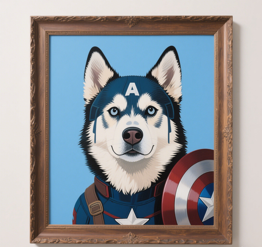 Custom Pet Photo- Personalized Pet Portrait - Captain America