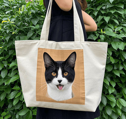 Customized canvas tote bag with Pet Photo