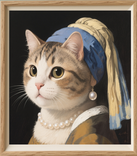 Custom Pet Photo- Personalized Pet Portrait -Girl with a Pearl Earring