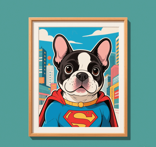 Custom Pet Photo- Personalized Pet Portrait -Superman
