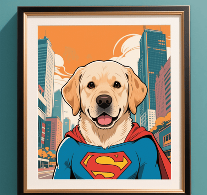 Custom Pet Photo- Personalized Pet Portrait -Superman