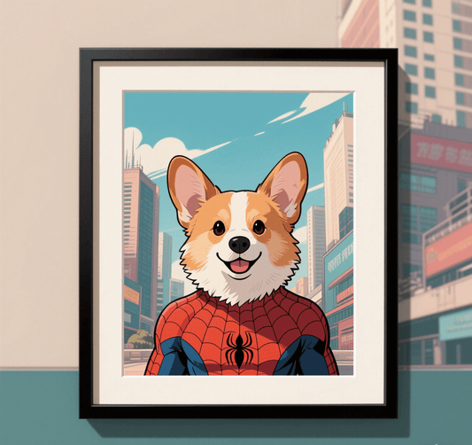 Custom Pet Photo- Personalized Pet Portrait -Spiderman